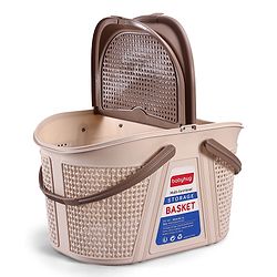 Babyhug Multipurpose Basket with Lid | Multipurpose Oval Storage Basket with Handle & Dual-Sided Lid| Toys Storage| Home, Travel & Outdoor Use| Picnic Basket| Easy to Clean & Maintain  Blue