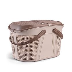 Babyhug Multipurpose Basket with Lid | Multipurpose Oval Storage Basket with Handle & Dual-Sided Lid| Toys Storage| Home, Travel & Outdoor Use| Picnic Basket| Easy to Clean & Maintain  Blue