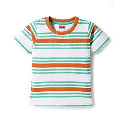 Babyhug 100% Cotton Knit Half Sleeves Striped T-Shirts Pack Of 3 - Multicolour