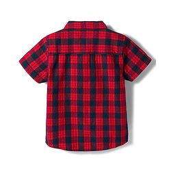 Babyhug Cotton Woven Half Sleeves Checkered Shirt & Shorts Set - Red & Navy Blue