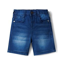 Babyhug Denim Woven Half Sleeves Striped Shirt & Shorts Set - Multicolor
