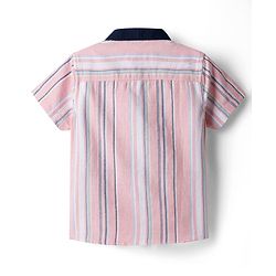 Babyhug Denim Woven Half Sleeves Striped Shirt & Shorts Set - Multicolor