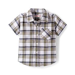 Babyhug Cotton Knit Half Sleeves Checkered Shirt & Shorts Set - Navy Blue