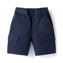 Babyhug Cotton Knit Half Sleeves Checkered Shirt & Shorts Set - Navy Blue