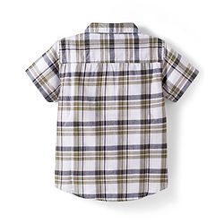 Babyhug Cotton Knit Half Sleeves Checkered Shirt & Shorts Set - Navy Blue