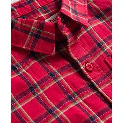 Babyhug Cotton Woven Half Sleeves Checkered Shirt & Shorts Set - Red & Navy Blue