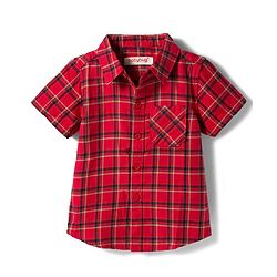 Babyhug Cotton Woven Half Sleeves Checkered Shirt & Shorts Set - Red & Navy Blue