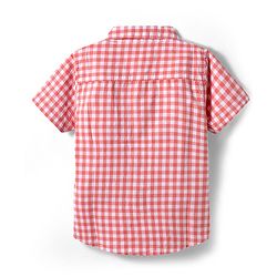 Babyhug Woven Half Sleeves Checkered Shirt & Denim Shorts Set - Peach