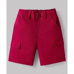 Babyhug Cotton Woven Half Sleeves Striped Shirt & Shorts Set - White & Maroon