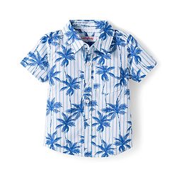Babyhug Cotton Knit Half Sleeves Coconut Tree Printed Shirt & Shorts Set - Beige