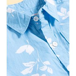 Babyhug Cotton Knit Half Sleeves Floral Printed Shirt & Shorts Set - Light Blue