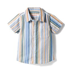 Babyhug Cotton Woven Half Sleeves Striped Shirt & Shorts Set- Multicolour