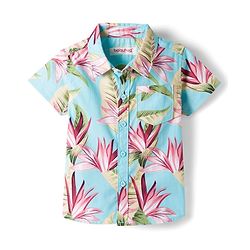 Babyhug Cotton Woven Half Sleeves Shirt & Shorts Set With Floral Print - Multicolor