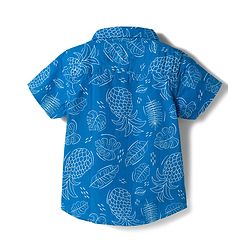 Babyhug Cotton Woven Half Sleeves Leaf Printed Shirt & Shorts Set - Beige & Blue