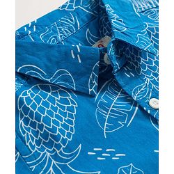 Babyhug Cotton Woven Half Sleeves Leaf Printed Shirt & Shorts Set - Beige & Blue