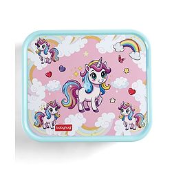 Babyhug 3 Compartment Insulated Lunch Box- Space Theme Navy Blue| 450 ml + 200 ml + 200 ml| BPA Free| Food Grade| Individual Air Tight Lids| School Lunch & Snack Box| Perfect for Travel - Blue