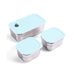 Babyhug 3 Compartment Insulated Lunch Box- Space Theme Navy Blue| 450 ml + 200 ml + 200 ml| BPA Free| Food Grade| Individual Air Tight Lids| School Lunch & Snack Box| Perfect for Travel - Blue