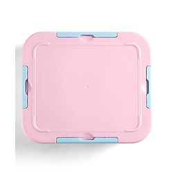Babyhug 3 Compartment Insulated Lunch Box- Space Theme Navy Blue| 450 ml + 200 ml + 200 ml| BPA Free| Food Grade| Individual Air Tight Lids| School Lunch & Snack Box| Perfect for Travel - Blue
