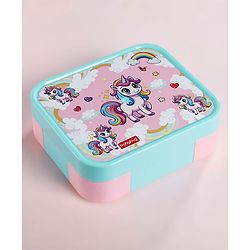 Babyhug 3 Compartment Insulated Lunch Box- Space Theme Navy Blue| 450 ml + 200 ml + 200 ml| BPA Free| Food Grade| Individual Air Tight Lids| School Lunch & Snack Box| Perfect for Travel - Blue