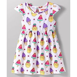 Babyhug 100% Cotton Knit Cap Sleeves Ice Cream & Hearts Printed Frocks Pack Of 2 - Multicolour
