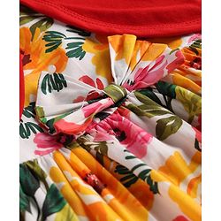 Babyhug Poplin Woven Frock & Half Sleeves Shrug with Floral Print - Multicolor