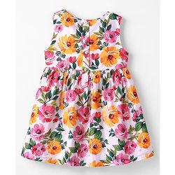 Babyhug Poplin Woven Frock & Half Sleeves Shrug with Floral Print - Multicolor