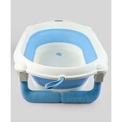 Babyhug Foldable Baby Bath Tub with Thermometer| Spacious Design| Anti-Slip Base| Drainage Plug| Temperature Gauge| Lightweight & Easy to Store| 0 to 24 Months - Grey