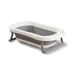 Babyhug Foldable Baby Bath Tub - Grey| Space-Saving Portable Bath Tub with Non-Slip Base| Drain Plug for Easy Cleaning| Ergonomic Design for Newborns & Toddlers| 024 Months| Durable Material