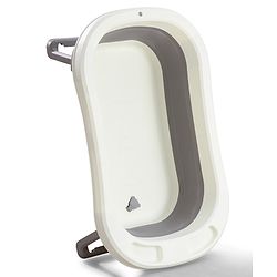 Babyhug Foldable Baby Bath Tub - Grey| Space-Saving Portable Bath Tub with Non-Slip Base| Drain Plug for Easy Cleaning| Ergonomic Design for Newborns & Toddlers| 024 Months| Durable Material