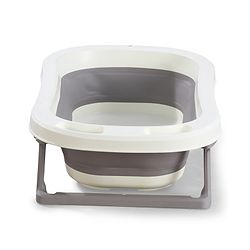 Babyhug Foldable Baby Bath Tub - Grey| Space-Saving Portable Bath Tub with Non-Slip Base| Drain Plug for Easy Cleaning| Ergonomic Design for Newborns & Toddlers| 024 Months| Durable Material