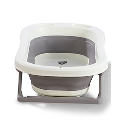 Babyhug Foldable Baby Bath Tub - Grey| Space-Saving Portable Bath Tub with Non-Slip Base| Drain Plug for Easy Cleaning| Ergonomic Design for Newborns & Toddlers| 024 Months| Durable Material