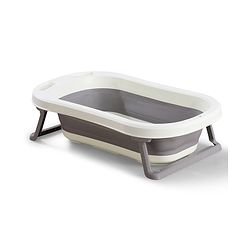 Babyhug Foldable Baby Bath Tub - Grey| Space-Saving Portable Bath Tub with Non-Slip Base| Drain Plug for Easy Cleaning| Ergonomic Design for Newborns & Toddlers| 024 Months| Durable Material