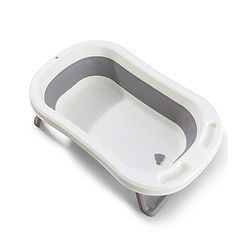 Babyhug Foldable Baby Bath Tub - Grey| Space-Saving Portable Bath Tub with Non-Slip Base| Drain Plug for Easy Cleaning| Ergonomic Design for Newborns & Toddlers| 024 Months| Durable Material