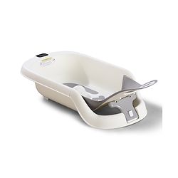 Babyhug ErgoSafe Anti-Slip Multi Utility Baby Bath Tub & Bath Rack - Grey| Adjustable Backrest Recline| Temperature Sensor| Anti-Choking Design| For 02 Years Babies| Drain Plug| Durable Material