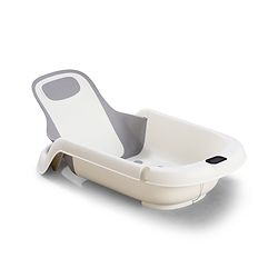 Babyhug ErgoSafe Anti-Slip Multi Utility Baby Bath Tub & Bath Rack - Grey| Adjustable Backrest Recline| Temperature Sensor| Anti-Choking Design| For 02 Years Babies| Drain Plug| Durable Material