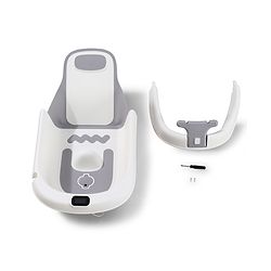 Babyhug ErgoSafe Anti-Slip Multi Utility Baby Bath Tub & Bath Rack - Grey| Adjustable Backrest Recline| Temperature Sensor| Anti-Choking Design| For 02 Years Babies| Drain Plug| Durable Material