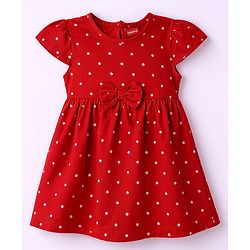 Babyhug Cotton Knit Frocks with Bow Detail Multi Color 6-9 Months