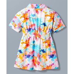 Babyhug Cotton Woven Half Sleeves Shirt Dress With Floral Print - Multicolor