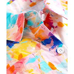 Babyhug Cotton Woven Half Sleeves Shirt Dress With Floral Print - Multicolor