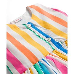 Babyhug 100% Cotton Woven Sleeveless Striped Frock - Multicolour