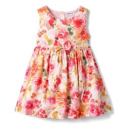 Babyhug Cotton Woven Sleeveless Frock with Floral Print & Bow Applique - Multicolor