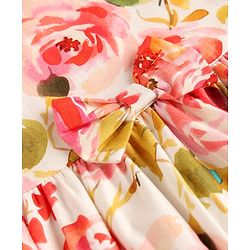Babyhug Cotton Woven Sleeveless Frock with Floral Print & Bow Applique - Multicolor