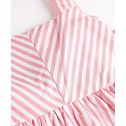 Babyhug 100% Cotton Woven Sleeveless Striped Layered Frock - Pink