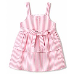 Babyhug 100% Cotton Woven Sleeveless Striped Layered Frock - Pink
