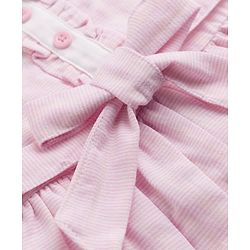 Babyhug Cotton Woven Dress with Short Sleeves and Bow Detail in Pink for 6-9 Months