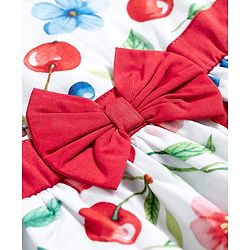 Babyhug Poplin Woven Sleeveless Frock With Floral Print & Bow Applique - White