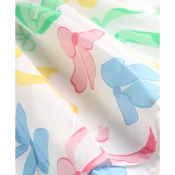 Babyhug Poplin Woven Sleeveless Frock With Bow Print & Applique - White