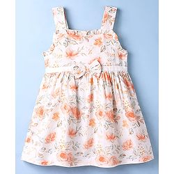 Babyhug Cotton Woven One Piece Dress Floral Print White 3-6 Months