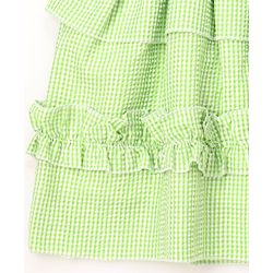 Babyhug Cotton Woven Sleeveless Checked Frock With Bow Applique - Light Green