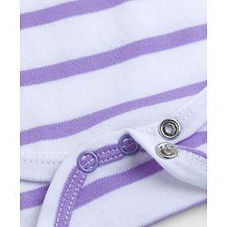 Babyhug 100% Cotton Knit Half Sleeves Striped Onesie with Giraffe Patch Detailing - Multicolor